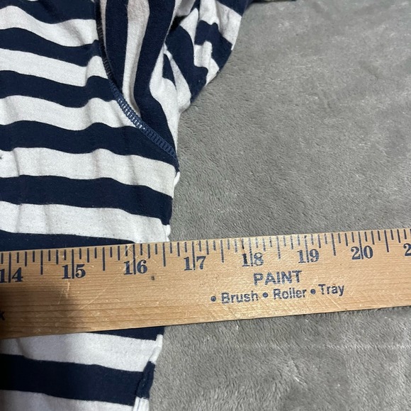 Y2K American Eagle Top Womens Large Navy White Striped Hooded Kangaroo Pocket - Picture 3 of 6